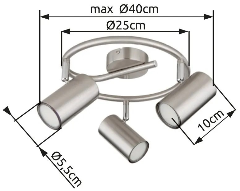 Plafoniera cu 3 Spoturi directionabile ALLVI nickel