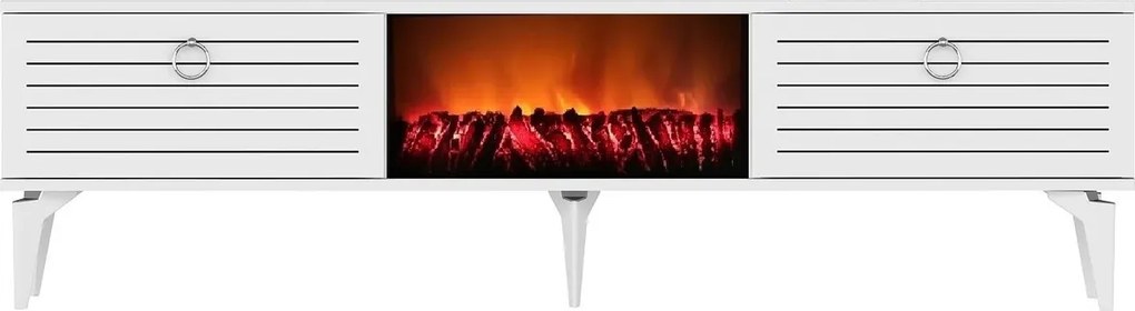 Comoda TV, Hanah Home, Arona Fireplace, 150x44.6x29.6 cm, Alb