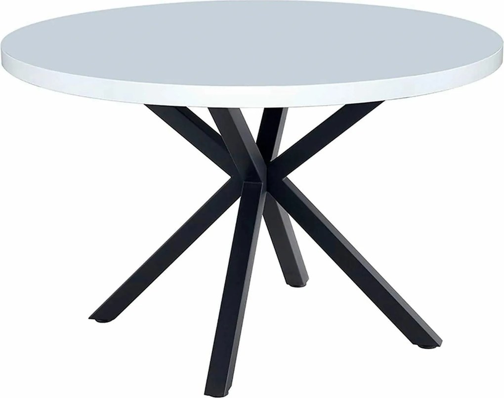 Masa MEDOR, alb mat/negru, 120x120x76 cm