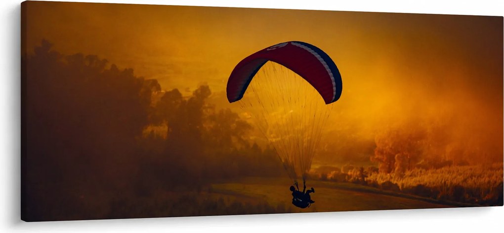 Tablou cu parașutistul în apus de soare (120x50 cm)