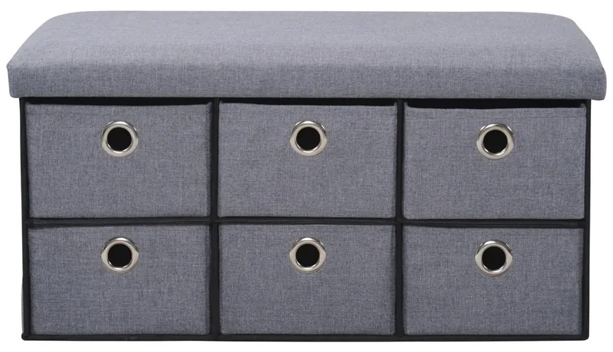 Kesper 15950 Comodă tapițată cu 6 sertare, grideschis, 76 x 38 x 38 cm