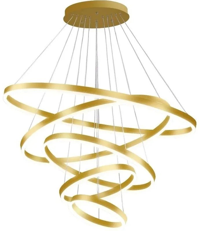 Lustra LED Cu Telecomanda, 5 cercuri, Gold