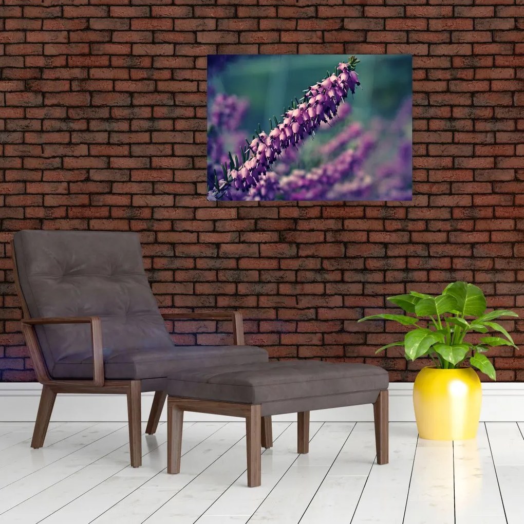 Tablou pe sticlă cu floare violetă (70x50 cm)