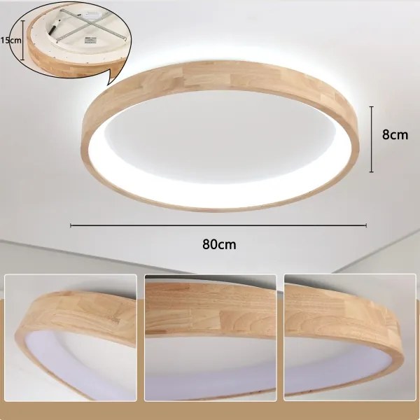 Brilagi-LED Plafonieră LED FALCON WOOD, 60W, 230V, 3000/4000/6000K, 80 cm, lemn