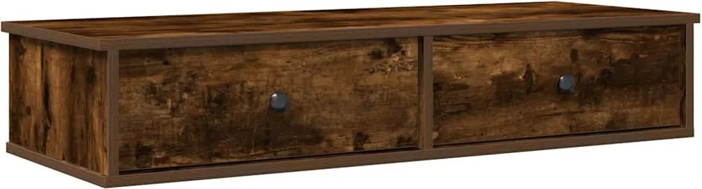 vidaXL Raft de perete cu sertare Stejar afumat Lemn prelucrat