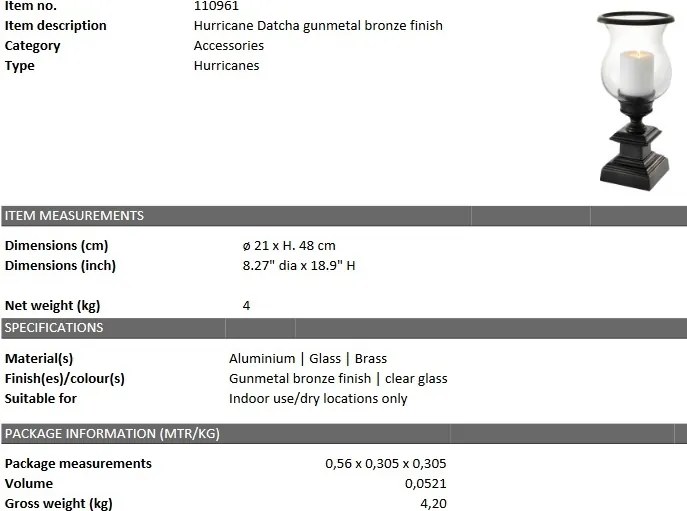 Suport lumanare design LUX Datcha bronz 110961 HZ