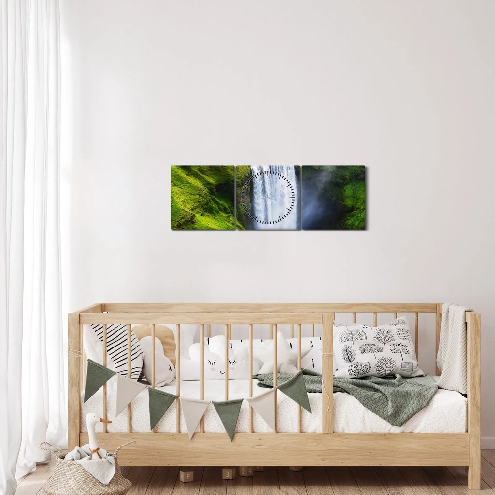 Tablou - Cascada Skogafoss (cu ceas) (90x30 cm)
