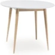 Masa dining alba/maro din MDF si lemn 100 cm Larson Signal Meble