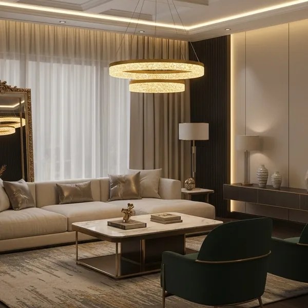 Candelabru LED pe cablu GALA LED/54W/230V, Ø 60 cm, auriu