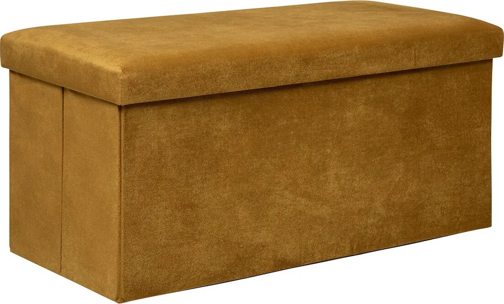 Puf lung cu compartiment de depozitare LILOU, catifea, pliabil, 76 x 38 cm.