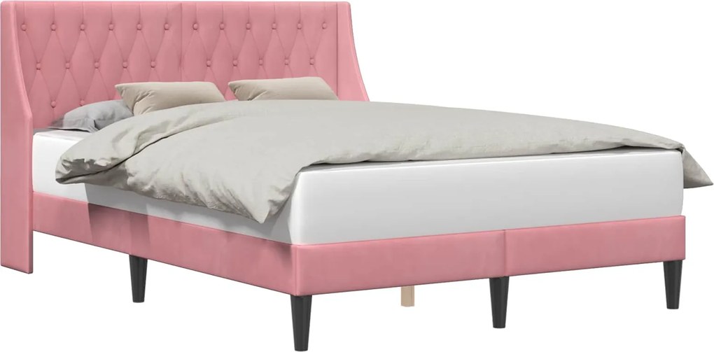 vidaXL Cadru de pat cu headboard Roz 120 x 200 cm Catifea