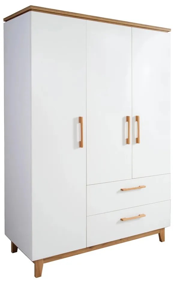 Șifonier pentru copii alb cu aspect de lemn de stejar 135x200 cm Finn – Roba