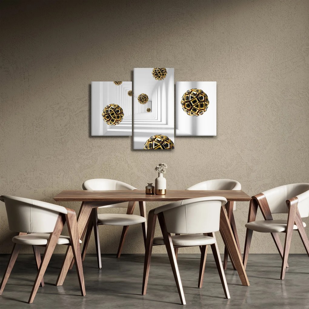 Tablou abstract cu mingi de fotbal (90x60 cm)