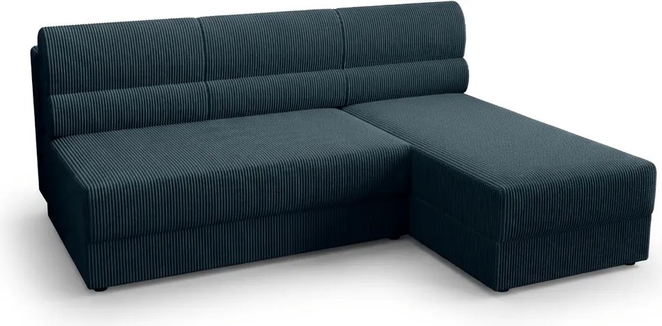 Canapea extensibila de colt TAVERO SLIM, 201x140 cm, albastru inchis, reversibila