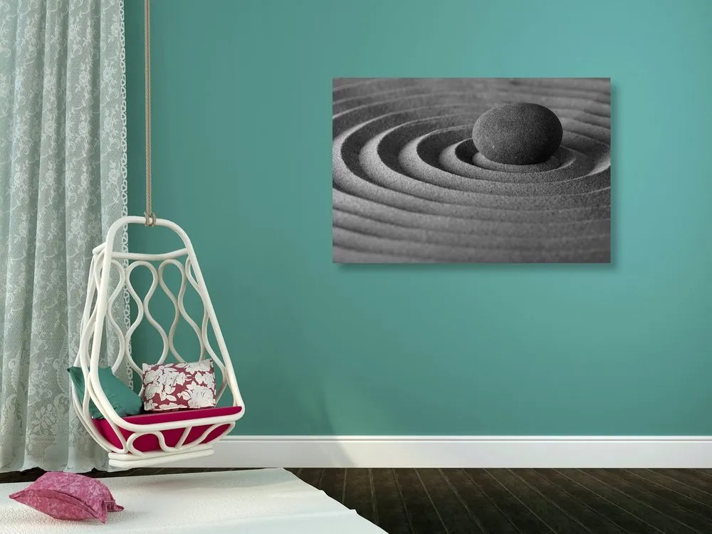 Tablou piatră relaxantă în design alb-negru