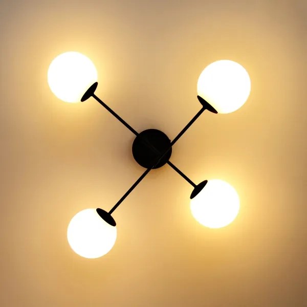 Lustră aplicată MOON 4xE27/15W/230V negru