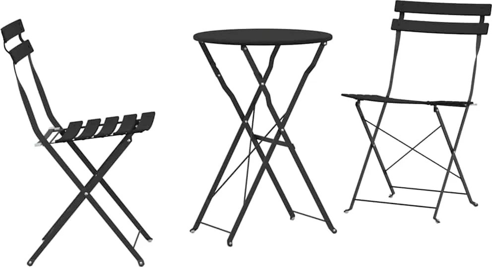 vidaXL Set Bistro Pliabil 3 pcs Antracit Oțel