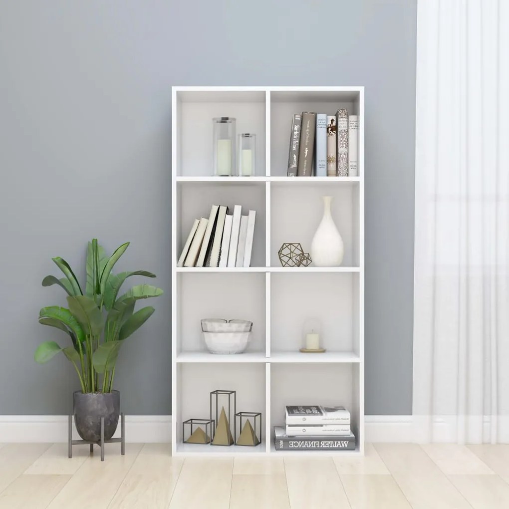 vidaXL Bibliotecă/Dulap, alb extralucios, 66x30x130 cm, lemn prelucrat