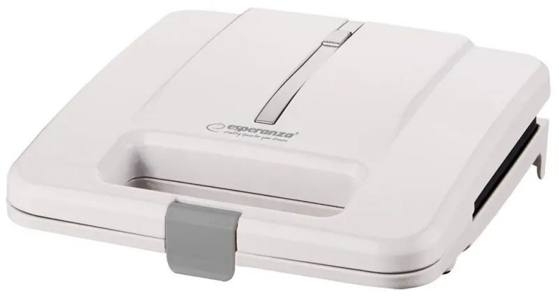 Sandwich toaster Esperanza EKT010W Parmigiano, 1000W, Patru sandwich-uri, plăci de teflon, alb