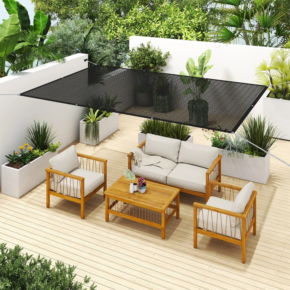 Outsunny Voal de umbră rectangular 3 x 2 m voal de umbră cu protecție UV pentru terasă balcon exterior balcon, negru | Aosom Romania