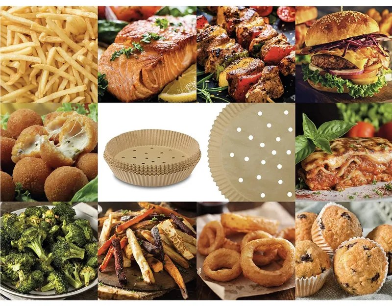 Set 100 forme din hartie Air Fryer Beper C103ACC001, Diametru 20 cm, Hartie de copt, Biodegradabile, Maro