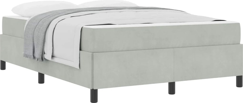 vidaXL Cadru de pat cu saltea Gri deschis 140 x 190 cm țesătură