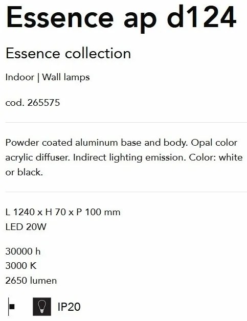 Aplica de perete LED moderna design liniar ESSENCE AP 20W BIANCO