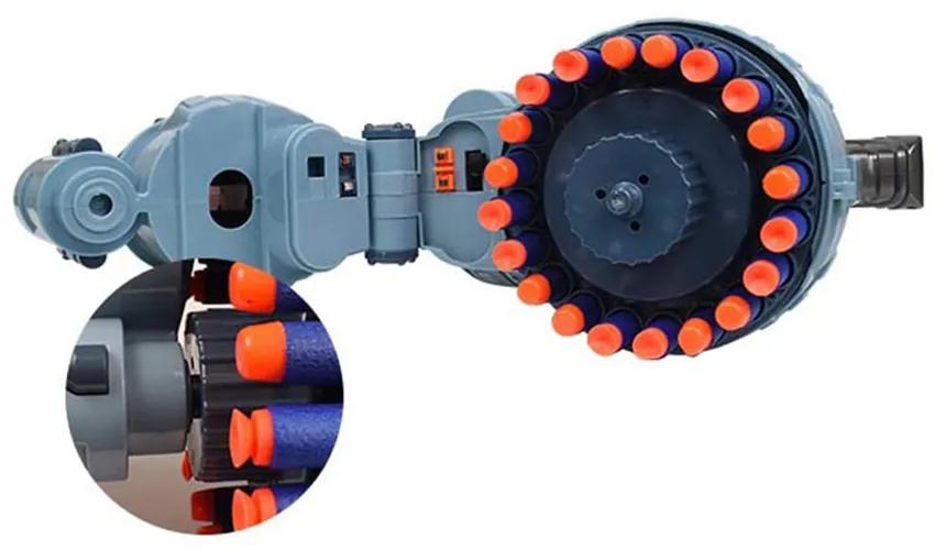 Arma de jucarie cu sunet, in 2 culori, set de proiectile cadou-gri