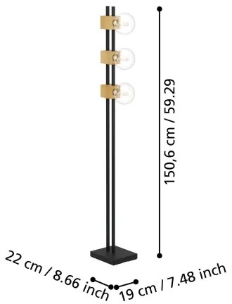 Lampadar Eglo 390194 LEVANTARA 3xE27/40W/230V negru/maro