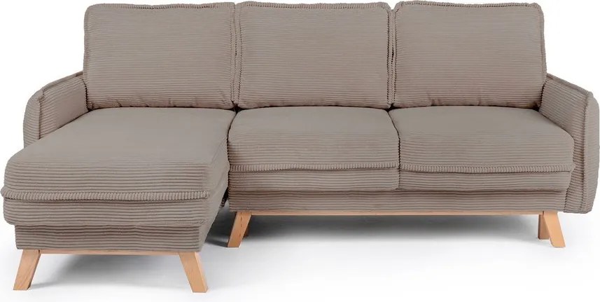 Colțar taupe extensibil/cu spațiu de depozitare cu tapițerie din catifea reiată Tori – Bonami Selection