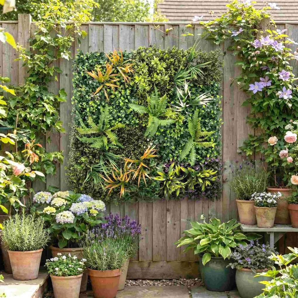 Outsunny Panouri perete iarbă, 100 x 100 cm decorațiune iarbă artificială cu legători, fundal verde | Aosom Romania