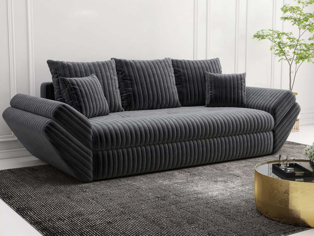 Canapea extensibilă dumonde cu ladă de depozitare si sezut confortabil din spuma high-density, Loana Ambience Grey 250x100 cm