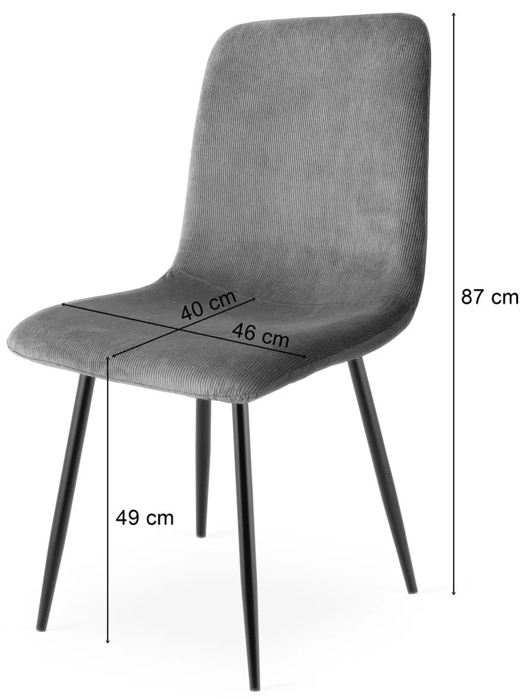 Scaun de dining gri RIFT cu picioare negre