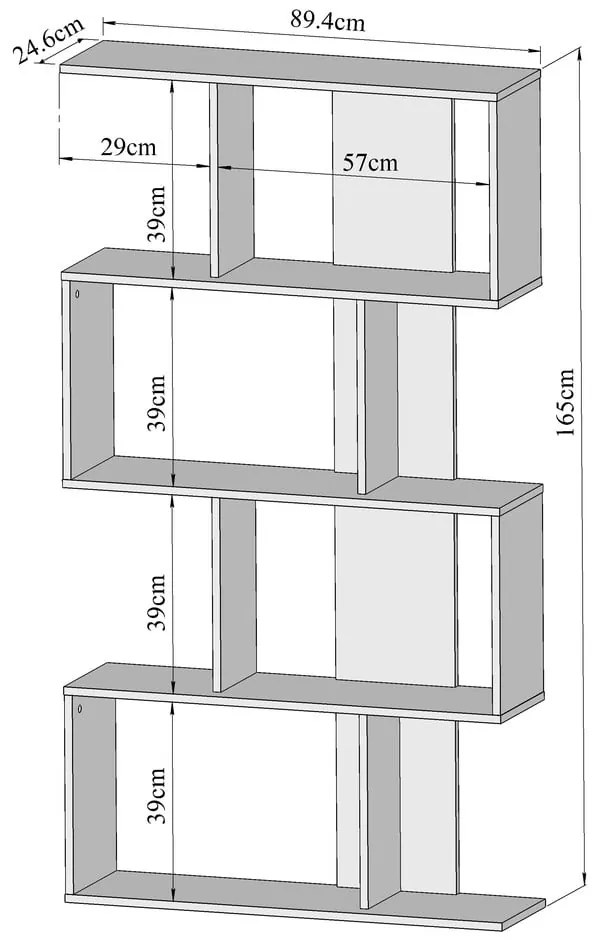 Bibliotecă albă 89x165 cm Sigma - TemaHome