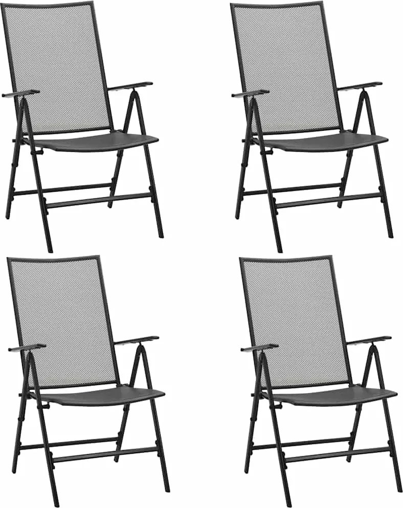 vidaXL Scaune din plasă pliante, 4 buc., antracit, oțel