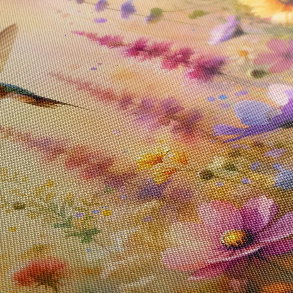 Tablou colibri și flori