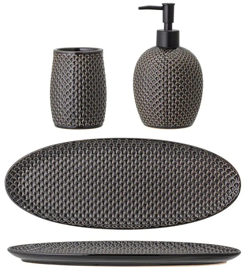 Set de accesorii de baie gri din gresie ceramică Hrin – Bloomingville