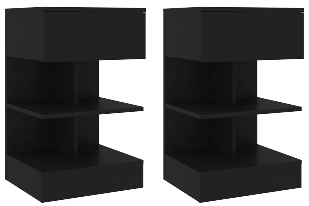808651 vidaXL Noptiere, 2 buc., negru, 40x35x65 cm