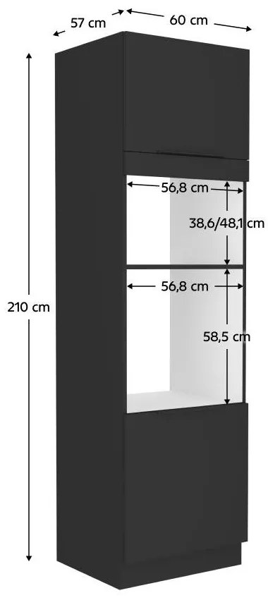 Dulap înalt pentru cuptor încorporat și cuptor cu microunde Sobera 60 DPM 210 2F (negru . 1097020