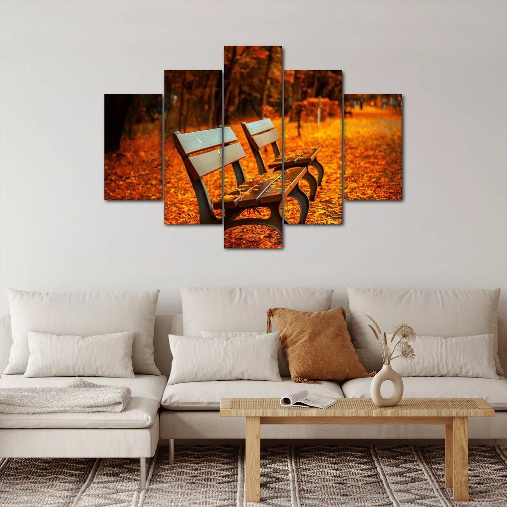 Tablou cu banca toamna (150x105 cm)