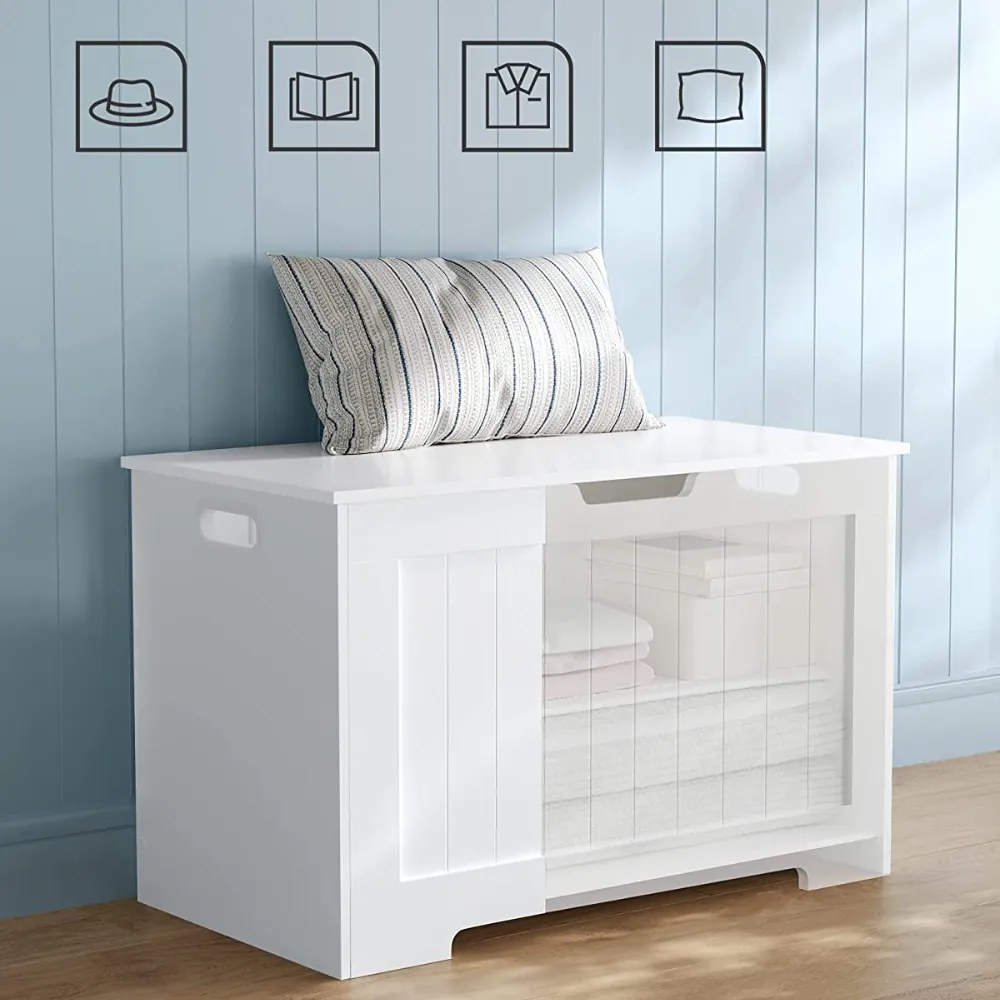 Cufăr de depozitare GRETA, 76x48x40 cm, alb Vasagle