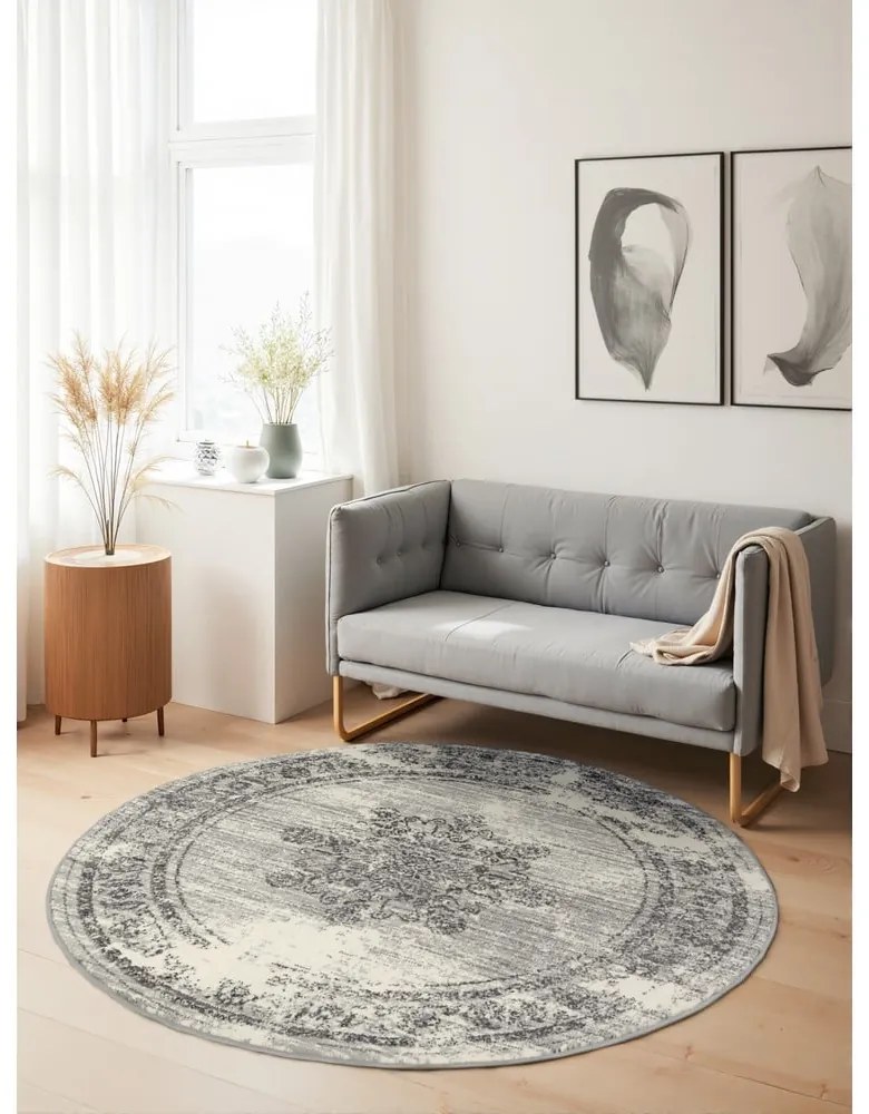 Covor gri-crem rotund ø 160 cm Gloria Lydia – Hanse Home