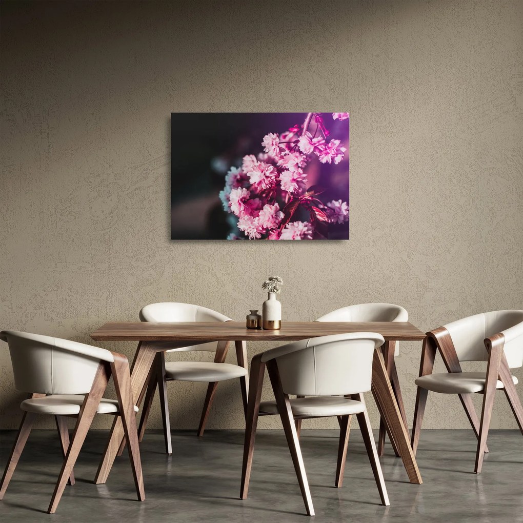Tablou pe sticlă cu florile copacilor (70x50 cm)