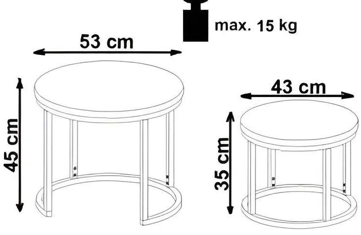 Set 2 buc. masă de cafea Owen (Nuc+ Negru). 1049489