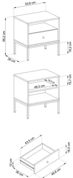 Noptieră MONO 56x54 cm albastru