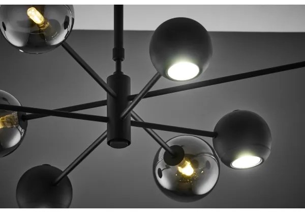 Lustră pe tijă Jupiter 1975 MOKA 4xGU10/10W/230V + 4xG9/10W/230V negru/crom