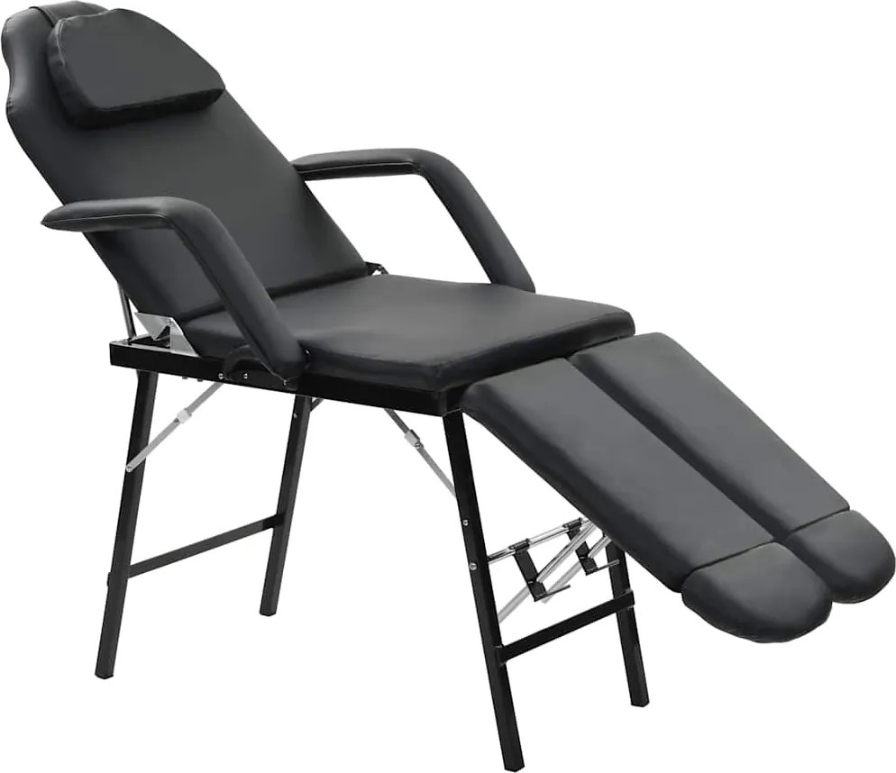 vidaXL Scaun tratament facial, piele artificială, 185x78x76 cm, negru