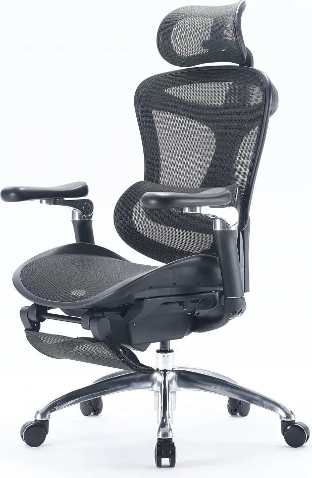 Scaun Ergonomic SIHOO C300, Suport Lombar Inteligent, Tetieră 3D, Cotiere 5D, Șezut Glisant, Spătar Reglabil pe Înălțime, Suport pentru Picioare, Mesh, Negru