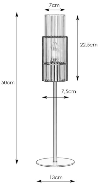 Lampă de masă TUBO 1xE14/40W/230V 50 cm crom lucios/transparent Markslöjd 108557