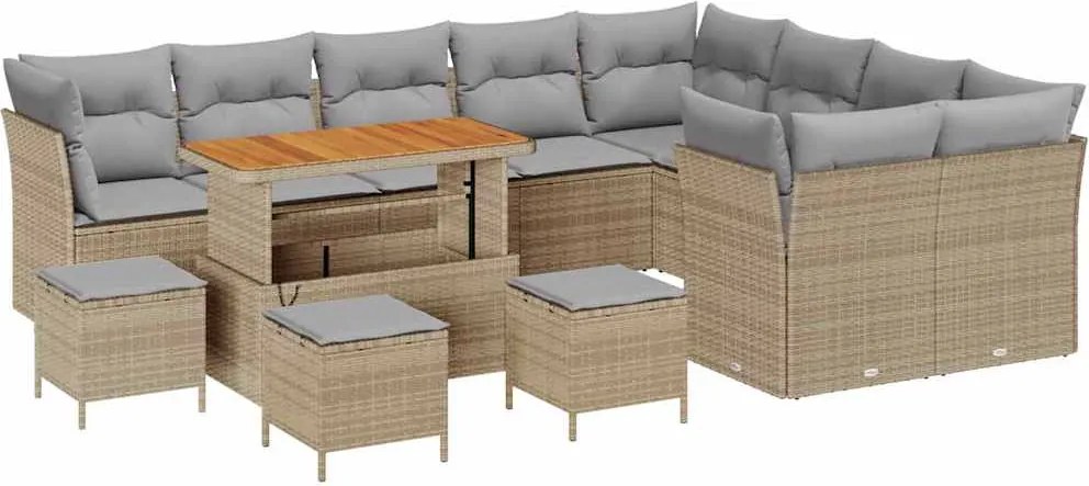 vidaXL Set de canapele pentru grădină 13 pcs bej și gri deschis